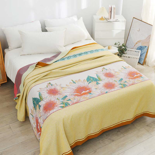 Blooming Sun Flower Soft Reversible Quilt