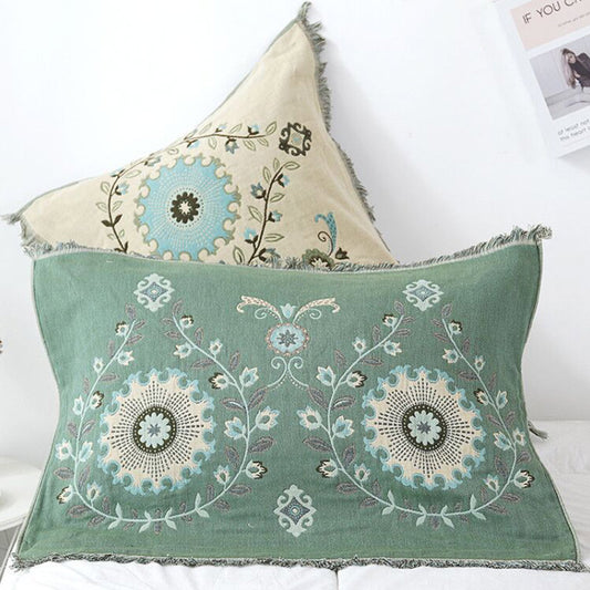 Retro Flower Owl Pattern Pillow Towel (2PCS)