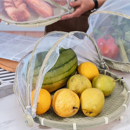 Ownkoti Creative Hand-Woven Food Basket / Tray with Net Cover