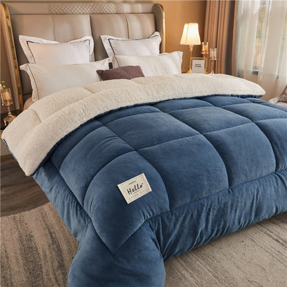 Solid Color Thick Warm Blanket with Quilt Core