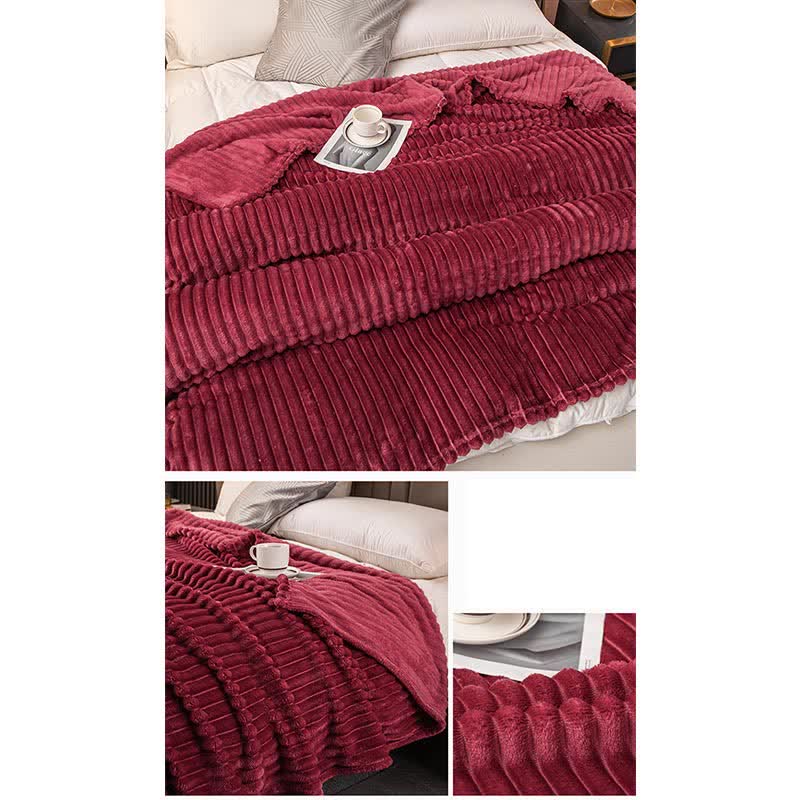 Solid Color Stripe Soft Throw Blanket