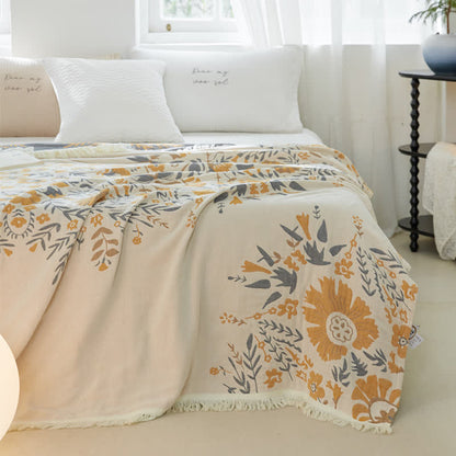 Double-sided Jacquard Floral Cotton Gauze Quilt