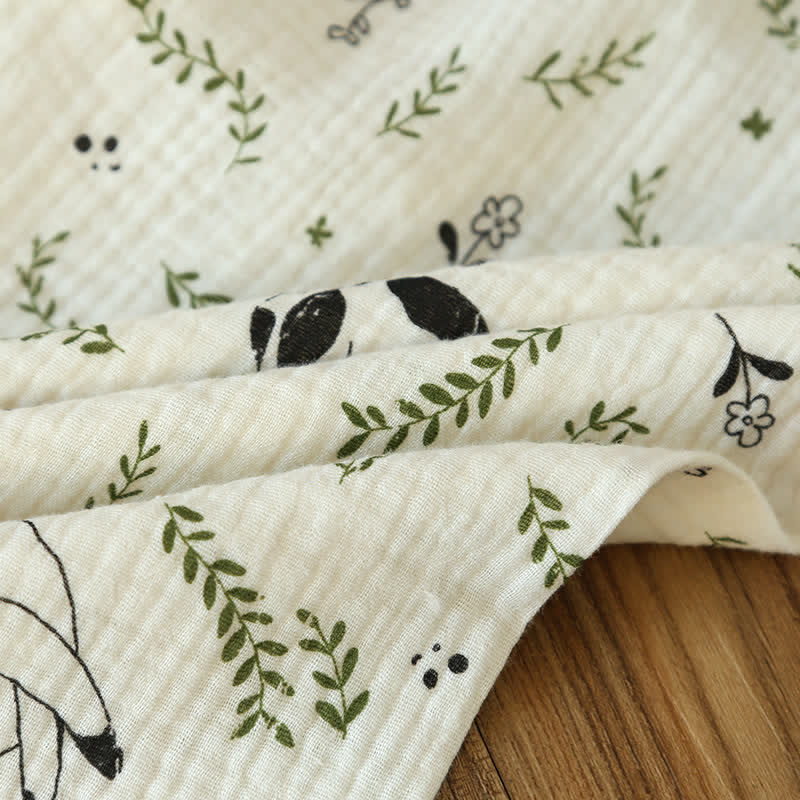 Cute Cat & Leaf Cotton Pajama Set