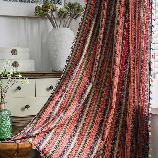 Colorful Tassel Curtain Light Filtering Drapes