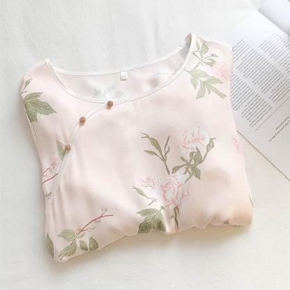 Pink Flower Print Soft Breathable Nightdress