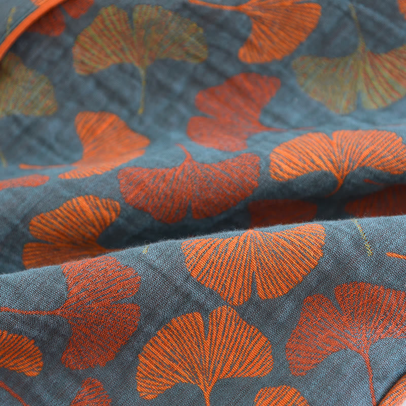 Ownkoti Ginkgo Leaf Button Cotton Loungewear Set - image 12