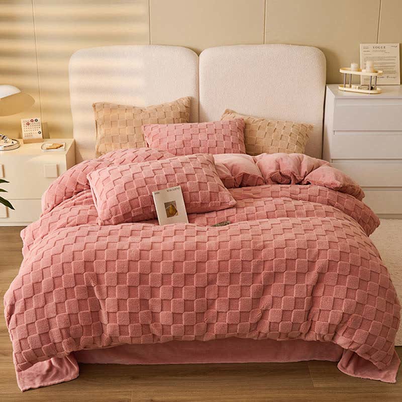 Solid Color Checkerboard Duvet Cover Blanket