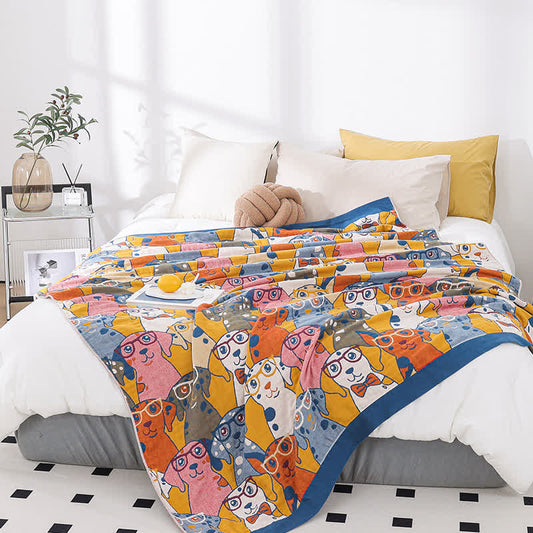 Cute Dog Cotton Gauze Breathable Quilt