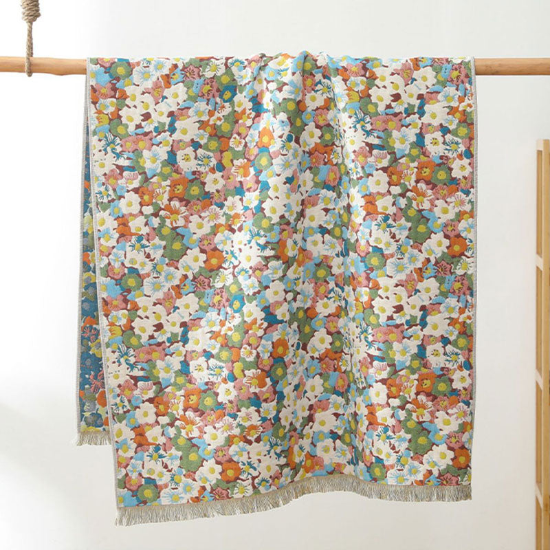 Painting Style Flower Reversible Bath Towel