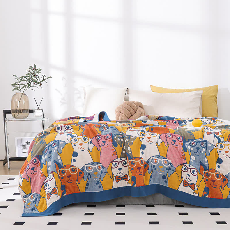 Cute Dog Cotton Gauze Breathable Quilt