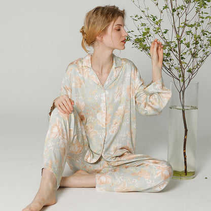 Ownkoti Vintage Floral Long Sleeve V-Neck Loungewear