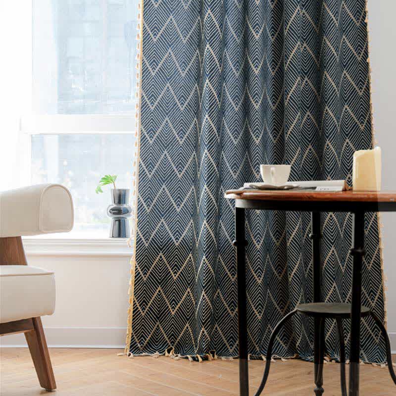 Rustic Retro Striped Wave Blackout Curtain