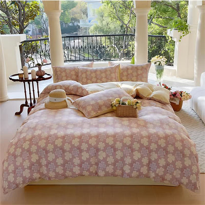 Double Gauze Four-leaf Clover Bedding Set (4PCS)