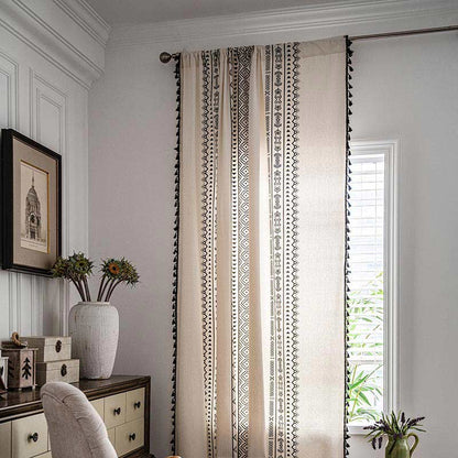 Geometric Tassel Curtain Semi Blackout Drapes