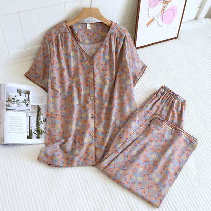 Floral Print Cotton Silk Loungewear Set