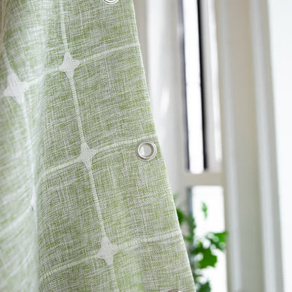 Plaid Cotton Linen Farmhouse Shower Curtain