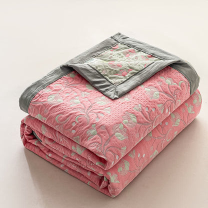 Cotton Gauze Floral Reversible Summer Quilt