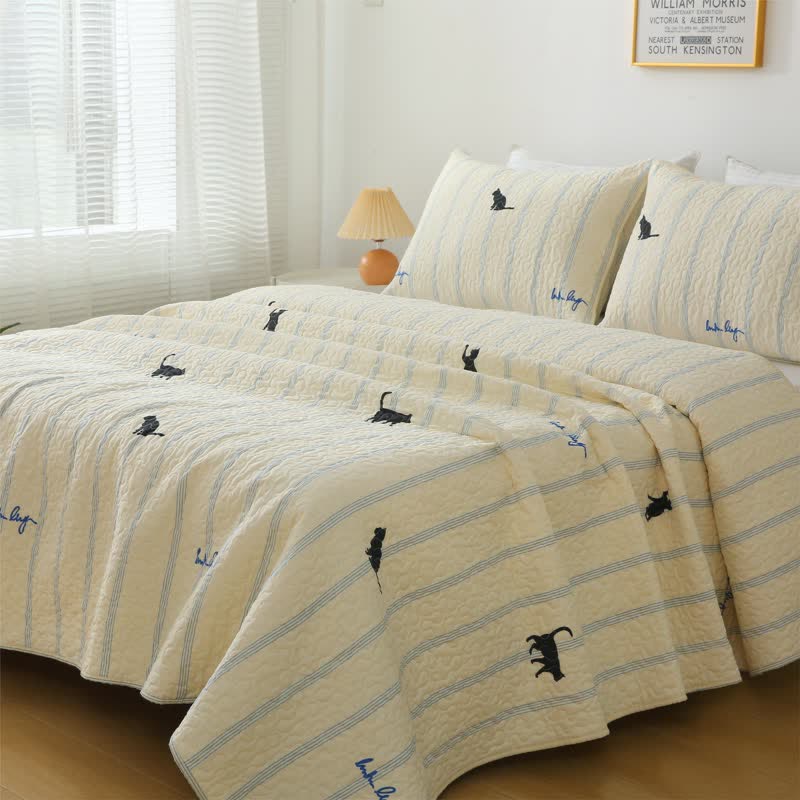 Pure Cotton Black Cat Soft Reversible Quilt