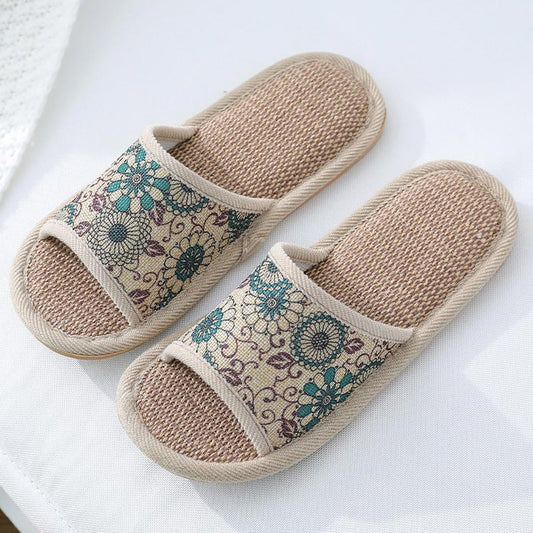 Casual Open Toe Breathable Flax Slippers