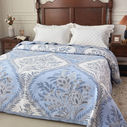 Flower Woven Bamboo Fiber Reversible Coverlet