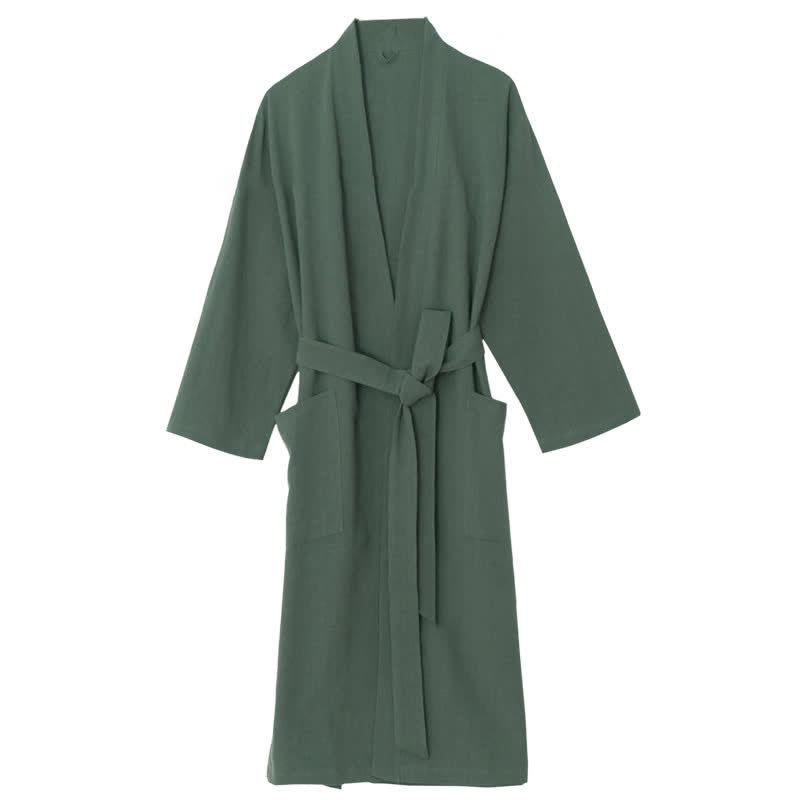 Ownkoti Soft V-Neck Bathrobe Sleepwear with Pockets