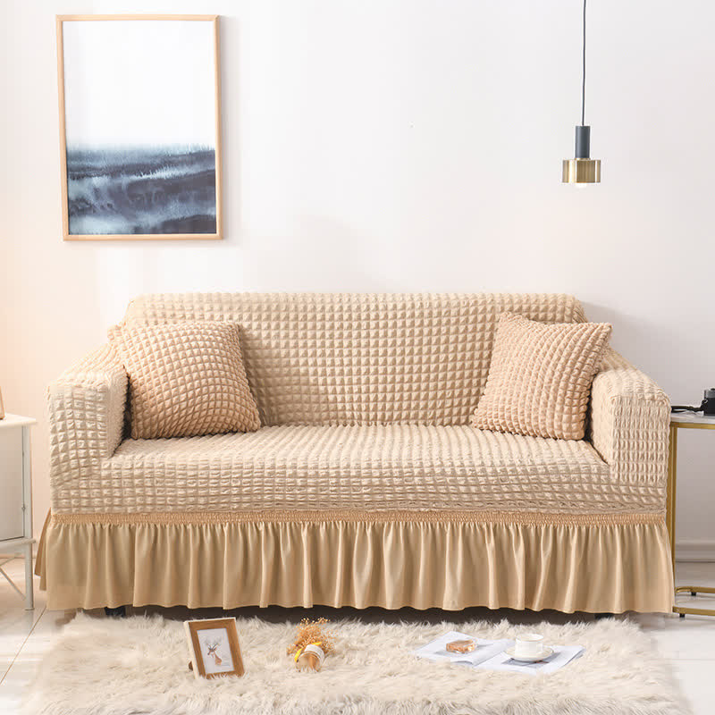 Simple Style Ruffled Elastic Sofa Cover