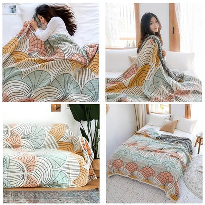 ownkoti Shell Print Cotton Quilt Reversible Blanket