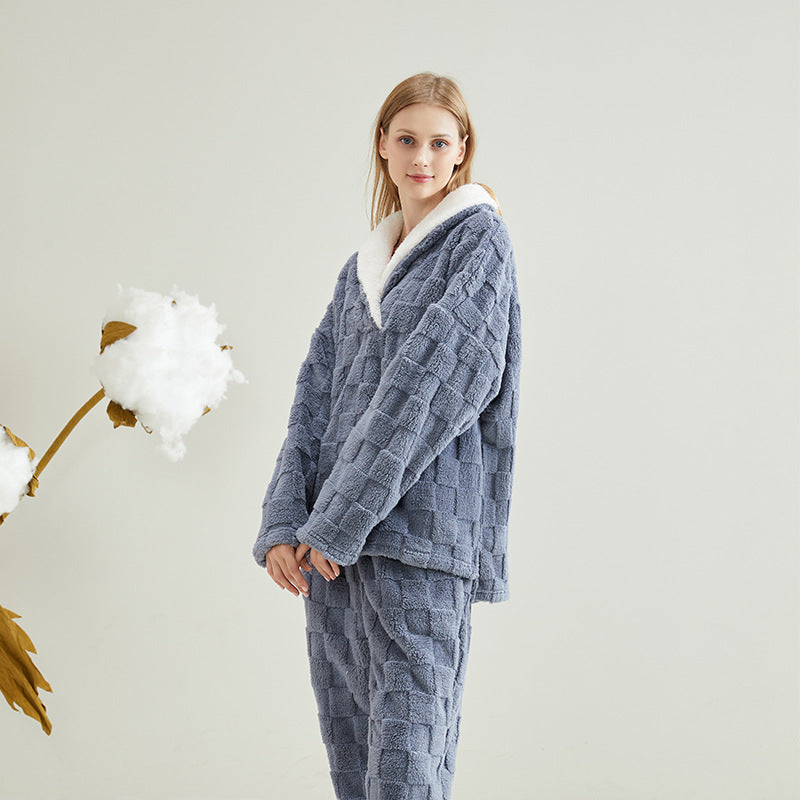 Jacquard Checkerboard Fleece Pajama Set