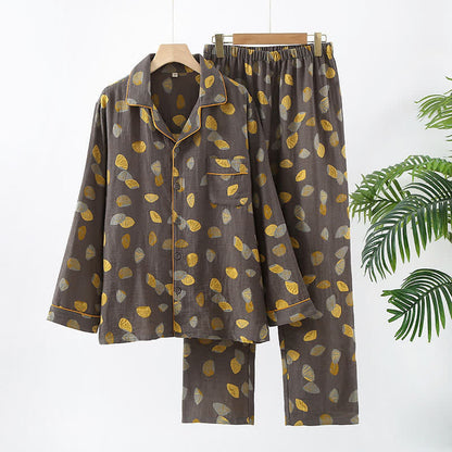 Luxurious Shell Cotton Lapel Pajama Set