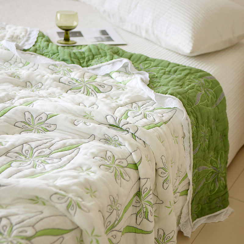 Bamboo Fiber Fresh Style Floral Quilt