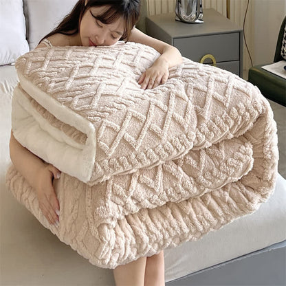 Jacquard Solid Color Comfy Fluffy Blanket