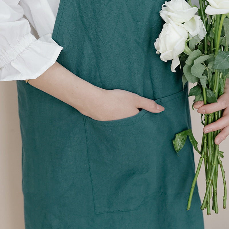 Simple Cotton Pure Color Cross-back Apron