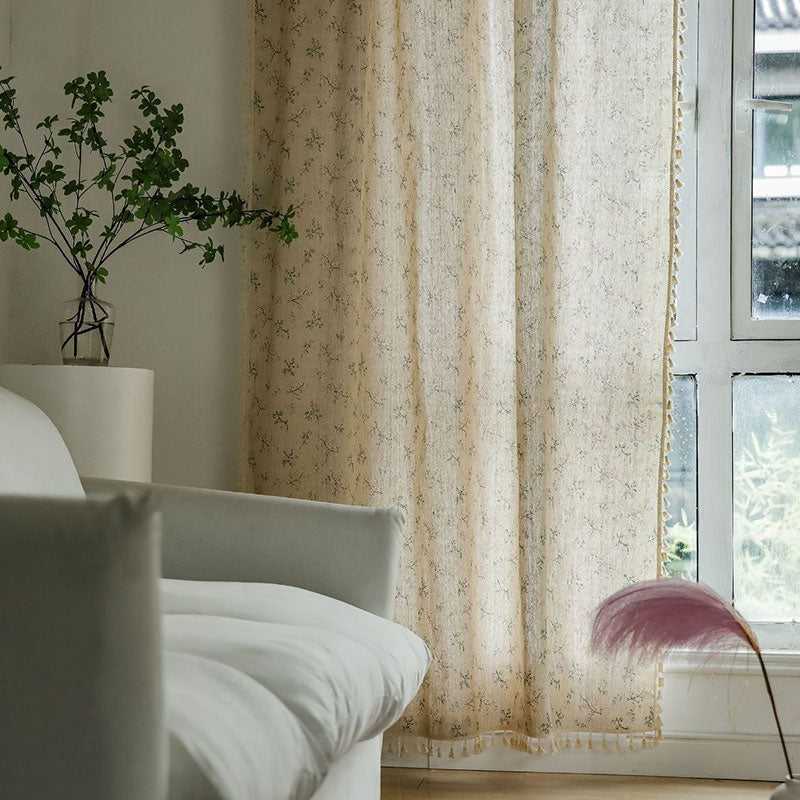 Countryside Style Floral Light Filtering Curtain