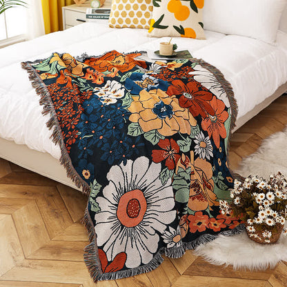 Bright Flower Functional Tassel blanket