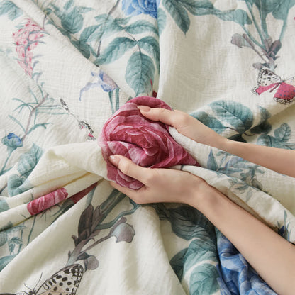 Cotton Gauze Luxurious Peony Soft Quilt