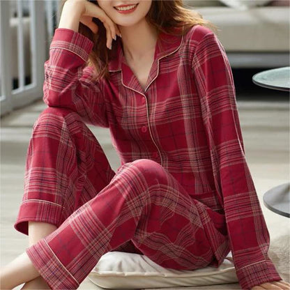 Lattice Cotton Long Sleeves Pajama Set