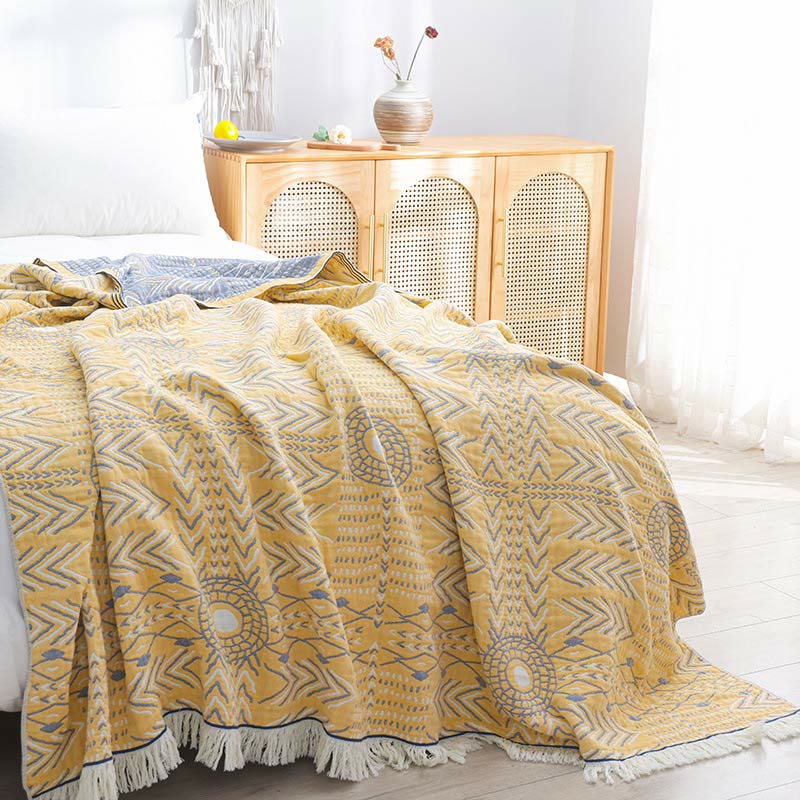 Geometric Pattern Soft Cotton Reversible Quilt