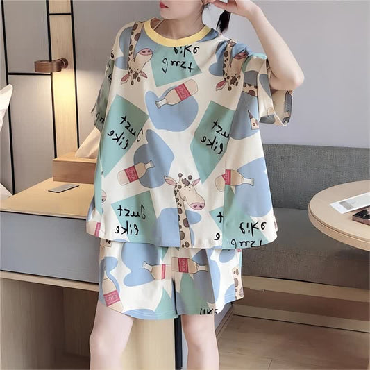 Loose-fit Pure Cotton Summer Nightwear Set