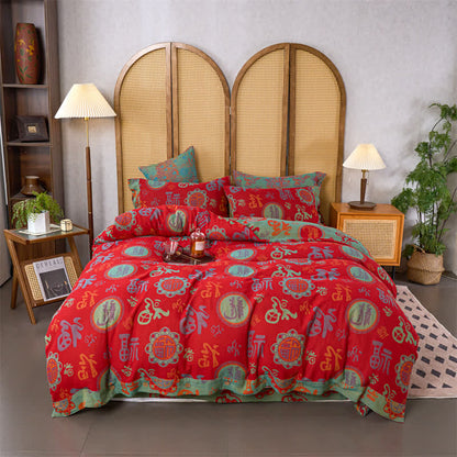 Festive Cotton Gauze Breathable Bedding Set(4PCS)