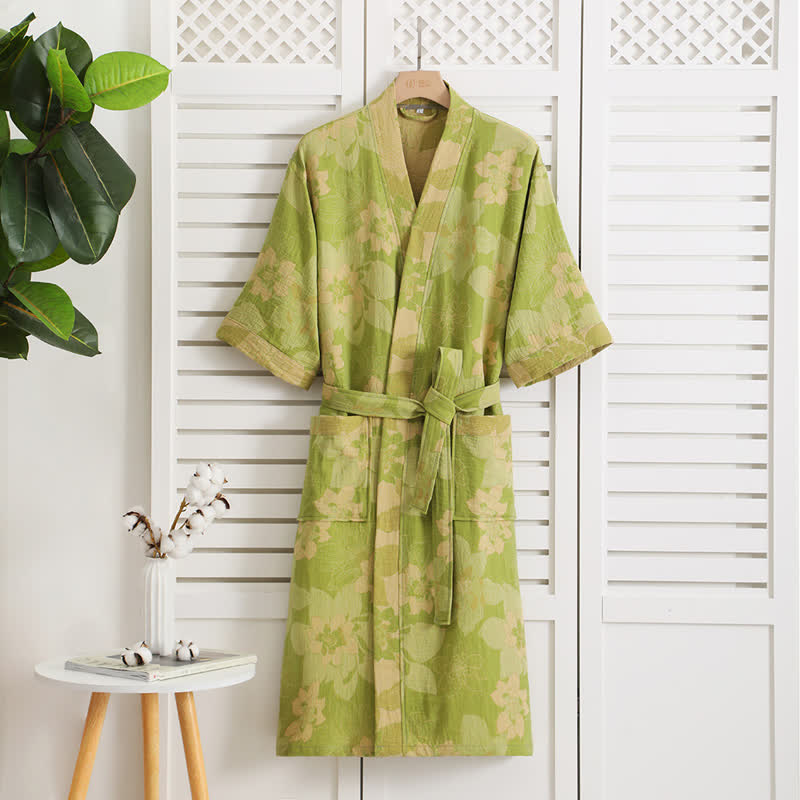 Bright Floral Cotton Gauze Summer Bathrobe