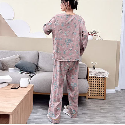 Plus-size Peony Cotton Pajama Set