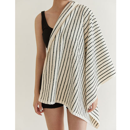 White & Black Striped Breathable Cotton Towel