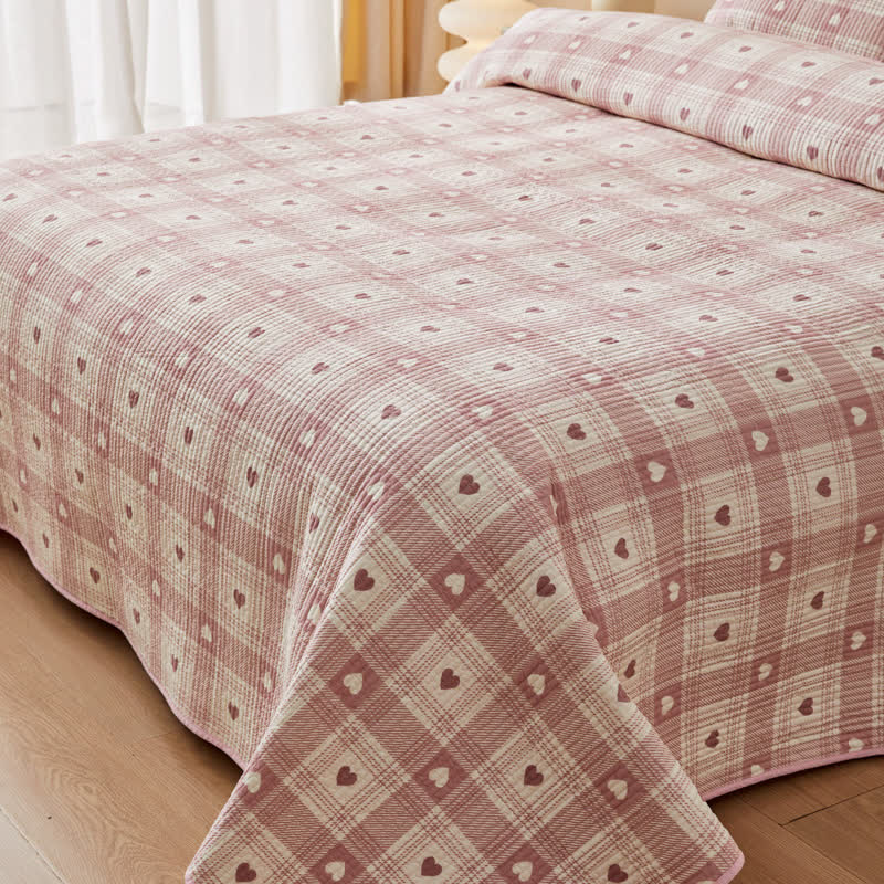 Heart & Plaid Pure Cotton Quilted Bedding