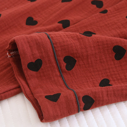 Heart Print Pure Cotton Pajama Set(3PCS)