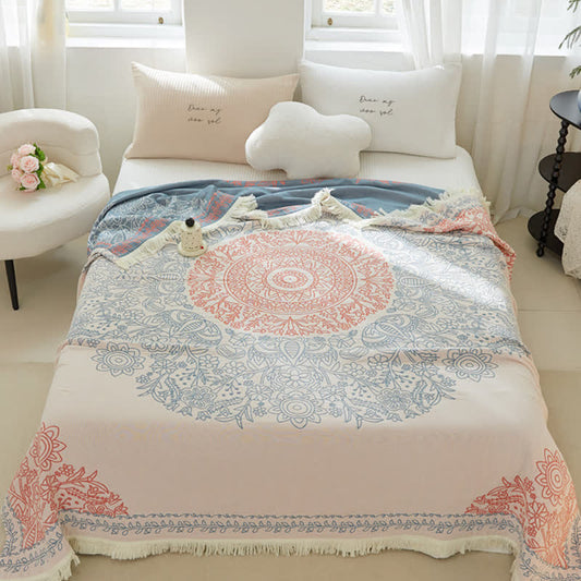 Retro Floral Four Layers Cotton Gauze Quilt