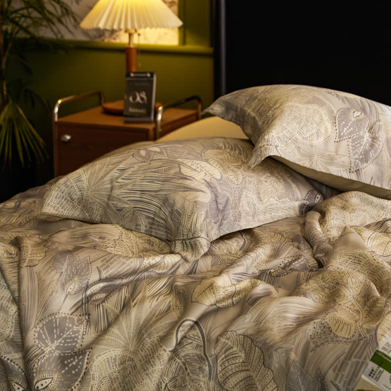 Luxurious Retro Leaf Lyocell Fiber Bedding