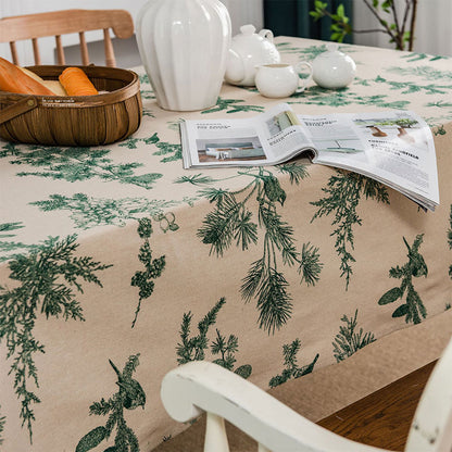 Pine Bird Cotton Linen Tablecloth