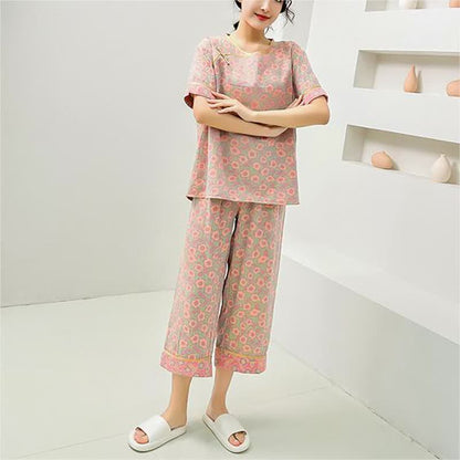 Pure Cotton Short Sleeve Floral Pajama Set