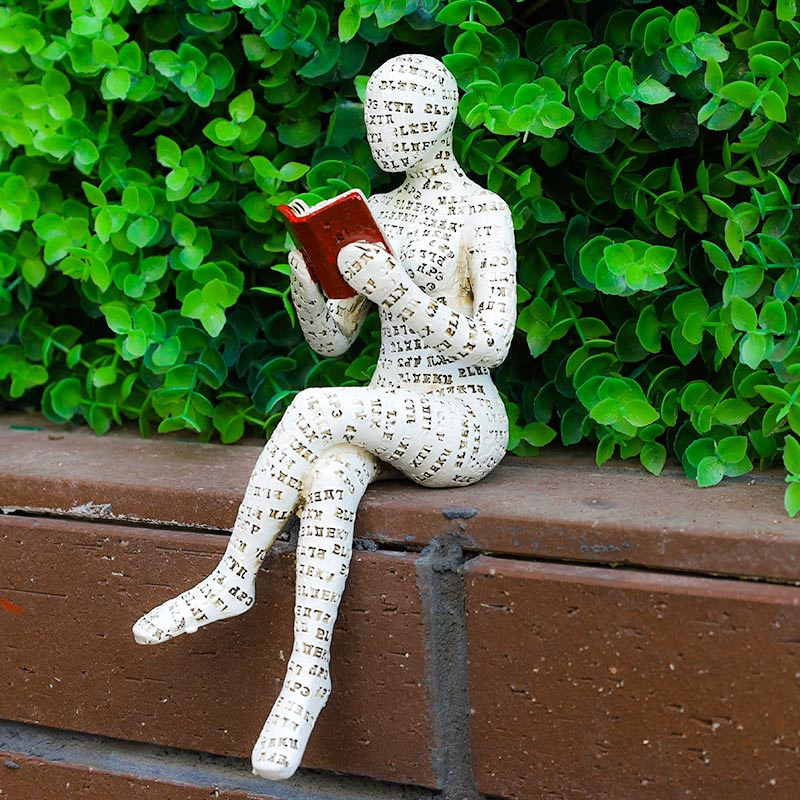 Reading Woman Thinker Statue Bookshelf Decoration