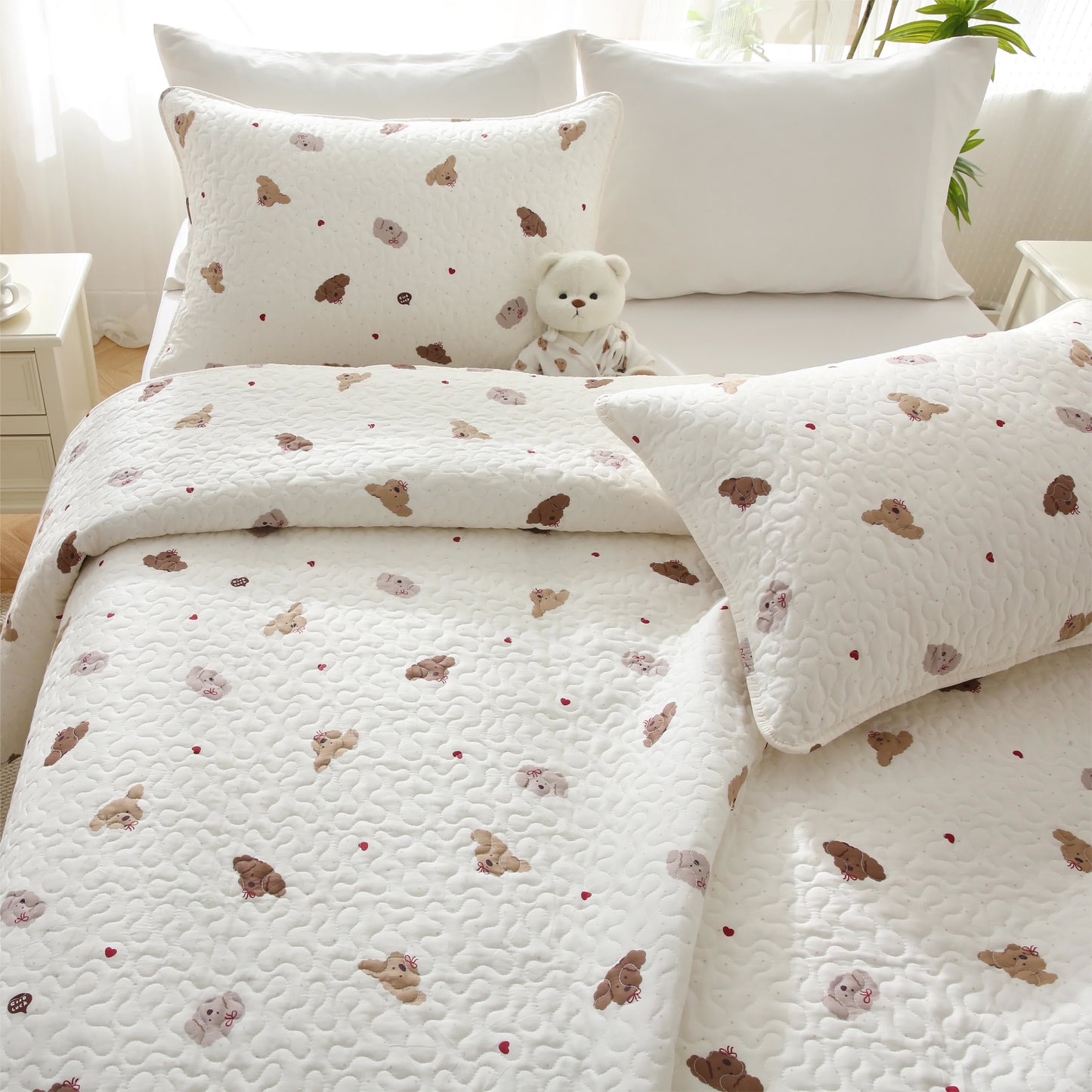 Quilted Cute Dog Pure Cotton Bedding